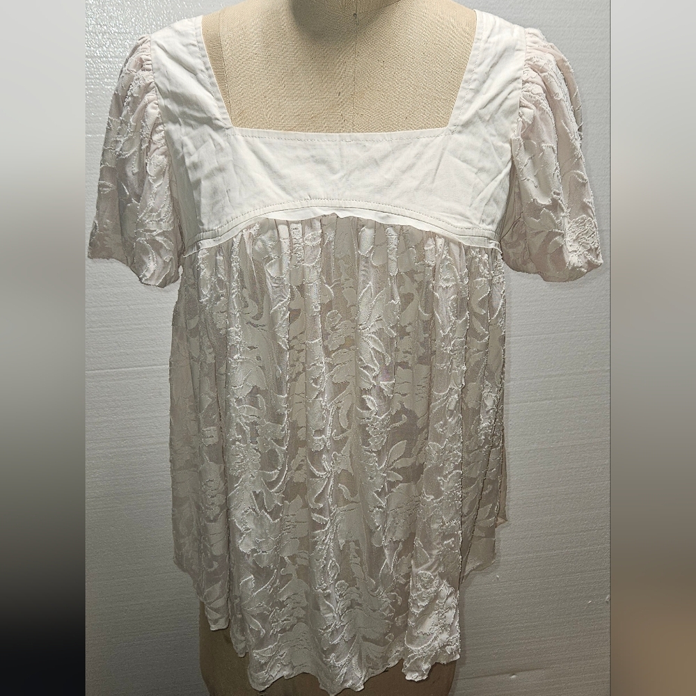 NWOT Free People Sunrise to Sunset lace babydoll tunic top in champagne